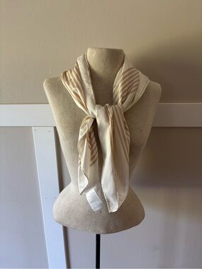 H&M Cream & Beige Striped Silk-Look Neck Scarf